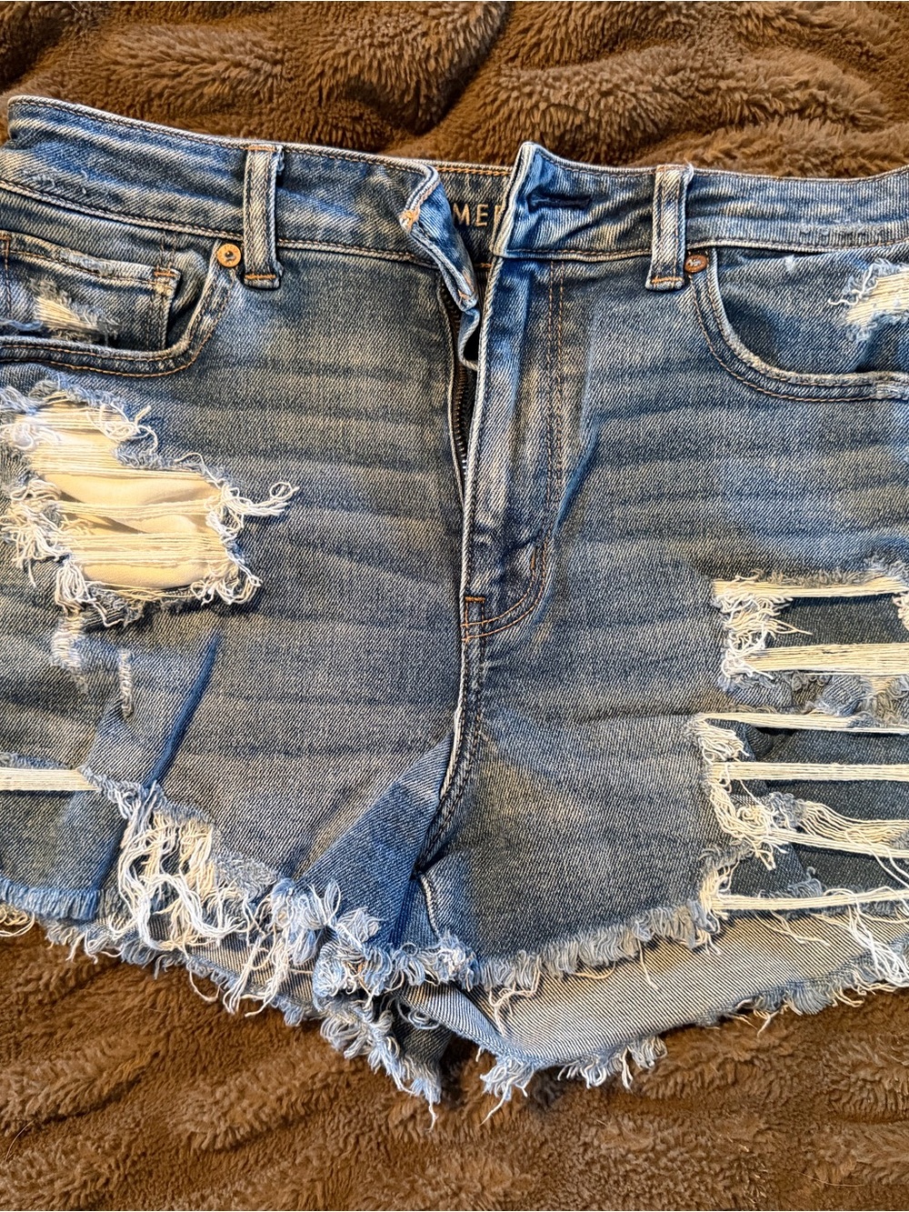 American Eagle Stretch Blue Denim Women’s Mom Shorts